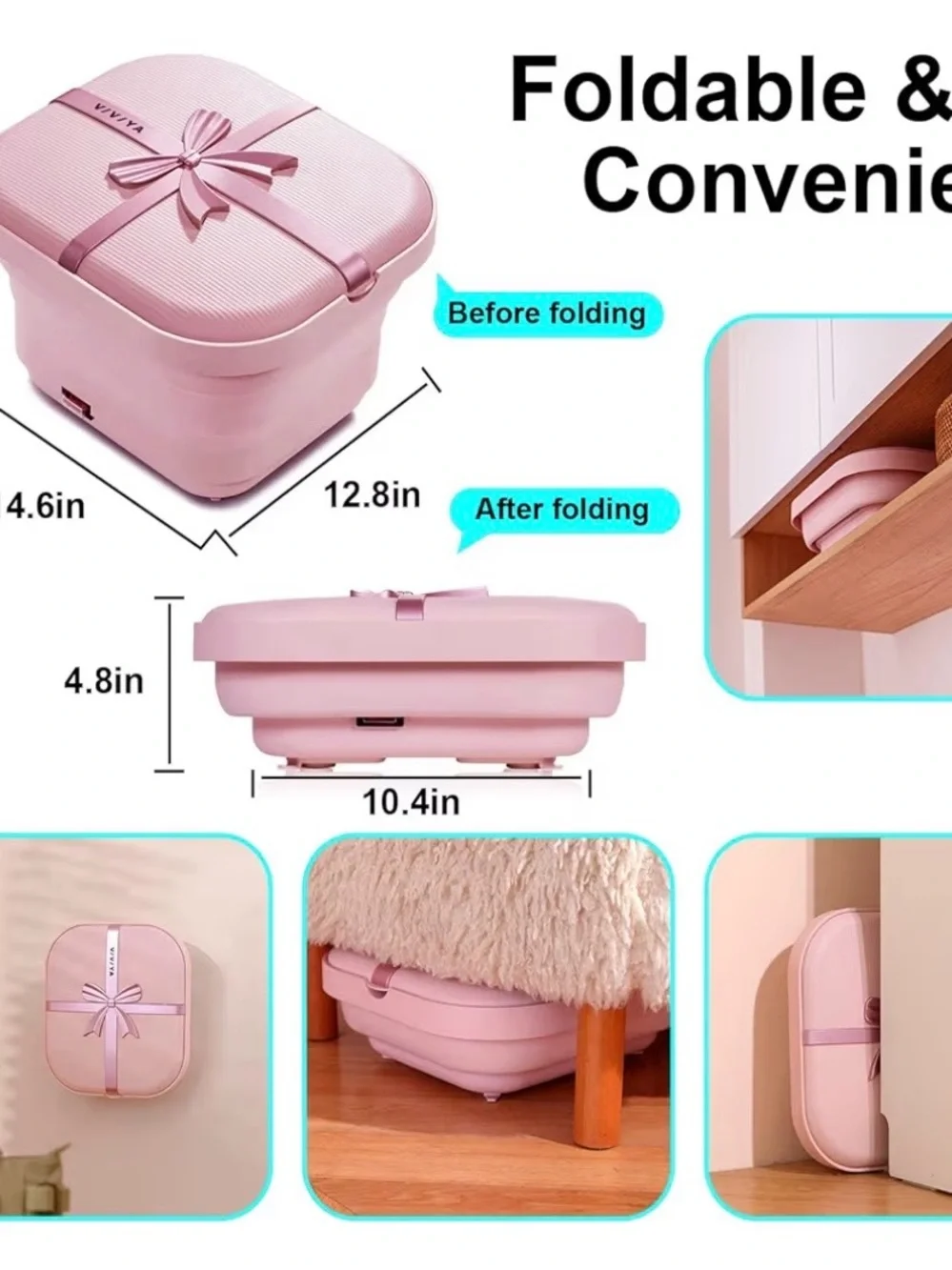 ViVI Pink Bubble Foot Spa Massager with Pedicure File
